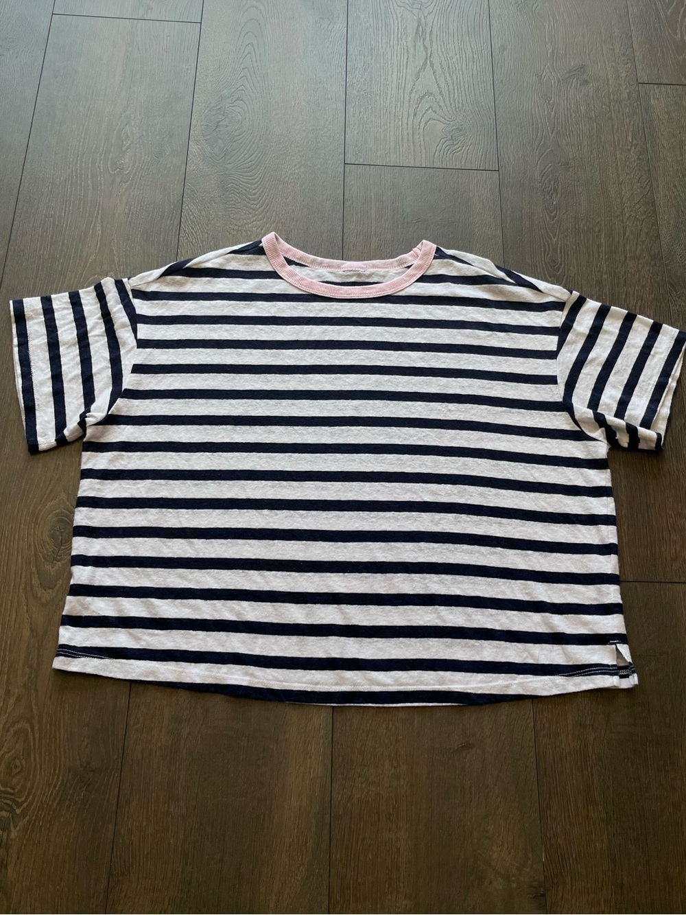 Navy & White Striped Short Sleeve Tee